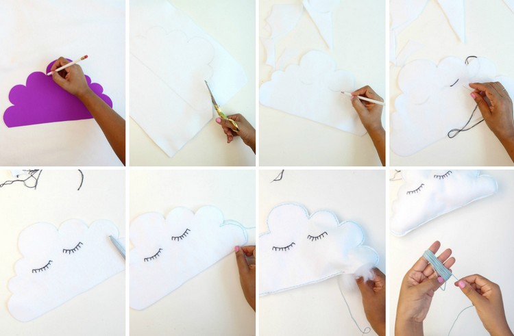 dekorácia detskej izby-mraky-plsť-drotár-detská izba