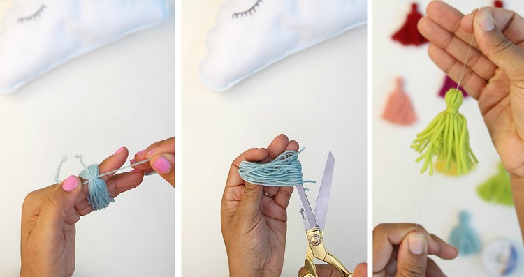 detská izba-dekorácia-oblaky-mobil-vyrobte-strapce-sami