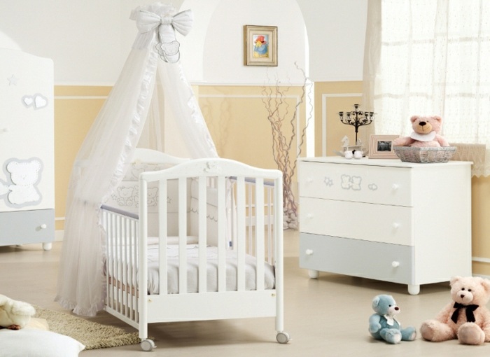 Baldachýn pre detskú posteľ Komoda s bielym kolieskom
