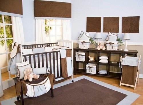 roztomilý hnedo-modrý návrh škôlky