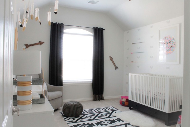 Zariadenia pre detskú izbu-nápady-tapety-sivé-čierne-záclony