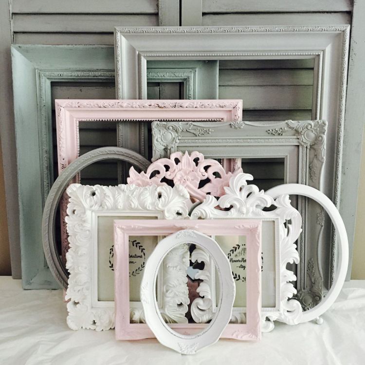 farba starých rámov na obrazy dekor detská izba sivá ružová