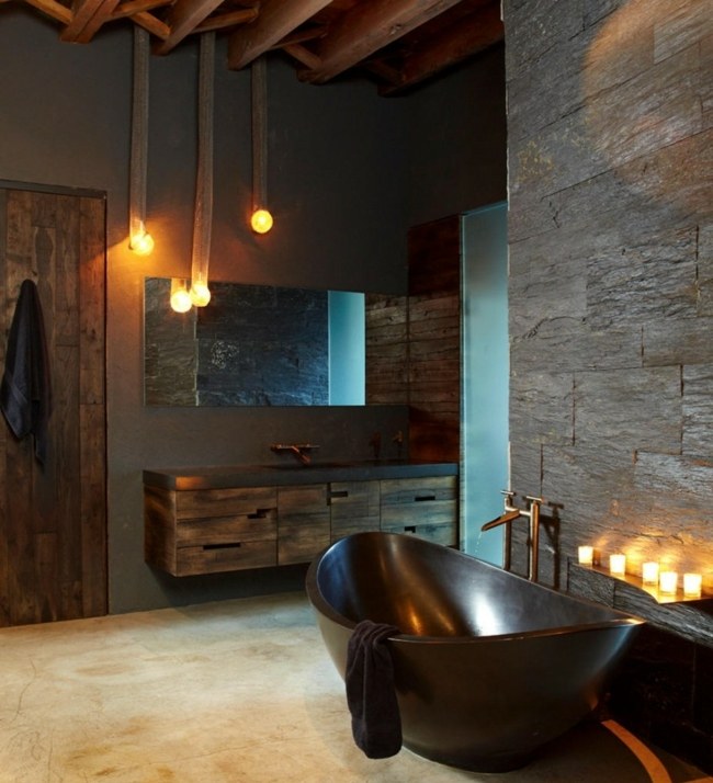 Drevený umývadlo do kúpeľne v rustikálnom štýle nápad rustikálneho dekoru nápad na základnú skrinku z dreveného drezu