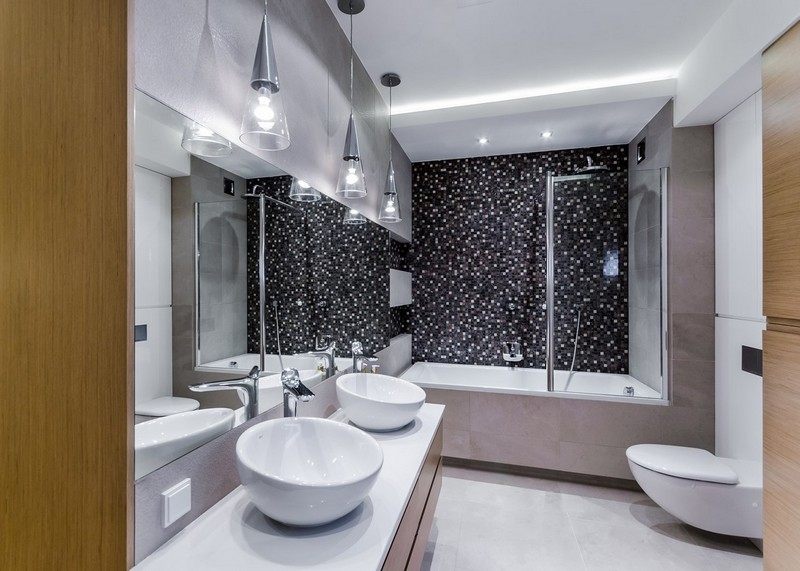 Mozaikové dlaždice kladú dôraz na puristickú kúpeľňu Kúpeľňa-dizajn-mozaikové dlaždice-vaňa-nápady