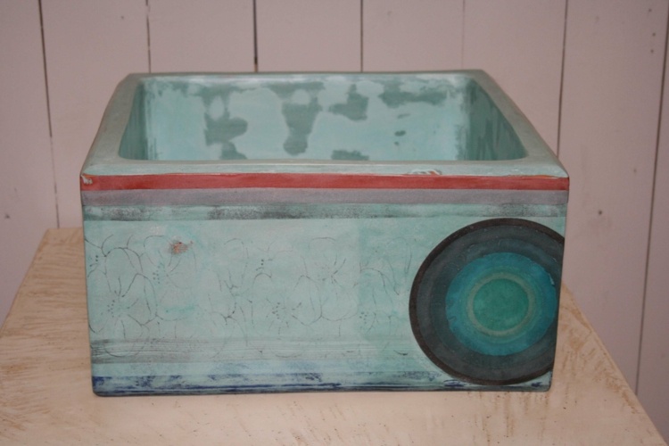 umývadlo madia tyrkysová dizajnová konzola rustikálna