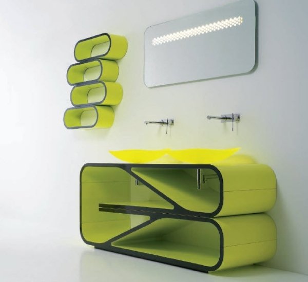 bandini márnosť jednotka zelená žltá otvorená šatníková skriňa na umývadlo bandini zelená žltá otvorená