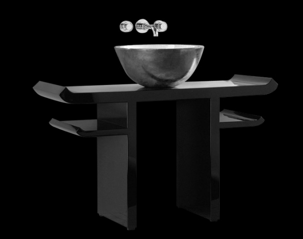 kúpeľňové umývadlo mramorové police čierne VOLEVATCH japonské umývadlo mramorové police čierne VOLEVATCH