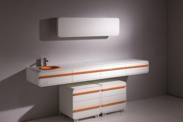 Úchytka do umývadla KAPPLER má oranžovú farbu Zásuvkové skrinky do umývadla KAPPLER