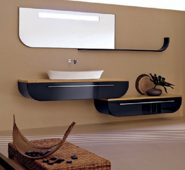 oasis umývadlo čierna drevená doska s vysokým leskom oasis skrinka pod umývadlo čierna drevená pracovná doska s vysokým leskom