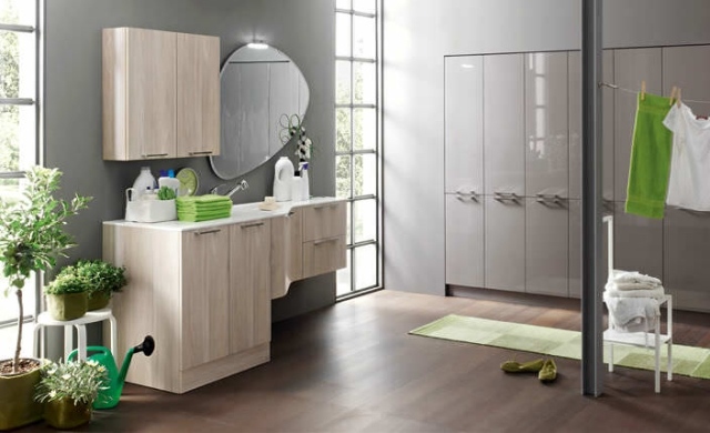 Umývadlová-spodná-skrinka-svetlé-drevo-izbové rastliny-ako-dekorácia