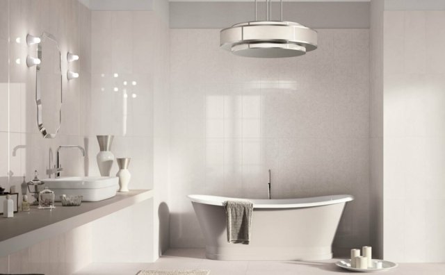 Oválna vaňová dlažba v bielom a lesklom prevedení