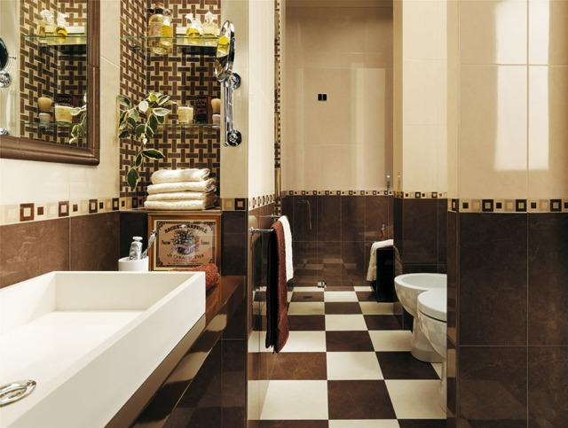 Šachovnica dlažba mozaikový efekt čokoládovo hnedá krémová biela