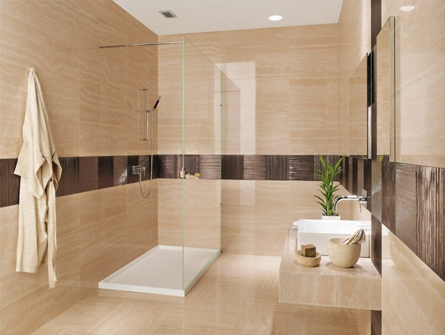 Mramorový efekt-kúpeľňa-dlaždica-čokoládová hnedá-rovná čiara