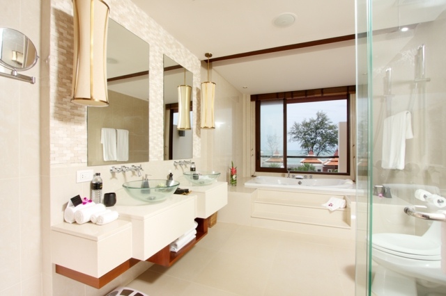 nápady na dizajn sprchovací kút pieskové farby