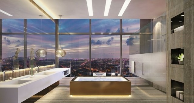 Navrhnite si svoju vysnívanú kúpeľňu moderným spôsobom. Dlažba. Stropné osvetlenie