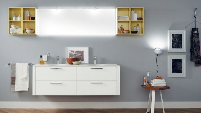 Nápady na dizajn kúpeľne Kúpelňový nábytok dve umývadlá