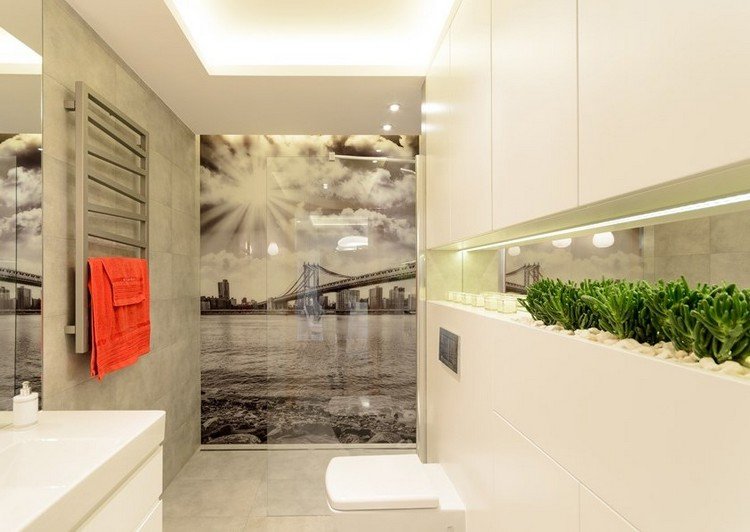 nápady na kúpelňu-malá-kúpeľňa-foto-tapeta-čierna-biela-obrázok-sprchovací kút