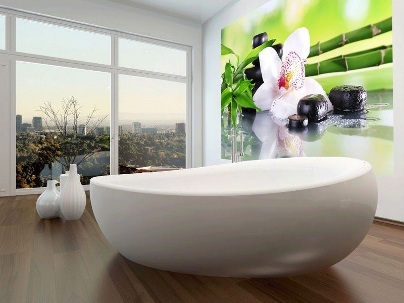 Kúpeľňové nápady-malé-kúpeľne-bambusové-orchidey-moderné