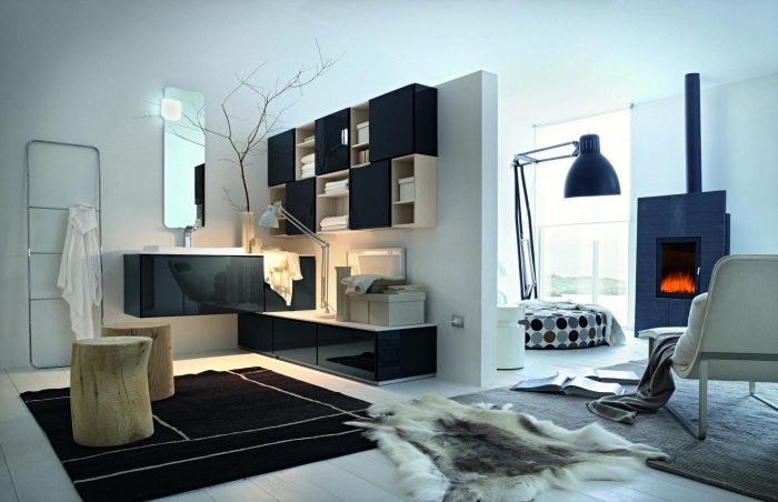 Trendové čierne predné diely skriniek s vysoko lesklým lakovaným povrchom a perleťovo biely márny vrch trendová-kúpeľňa-kolekcia-semiš-vysoký-lesk-čierna-predné-drevo-perleťová biela-platňa