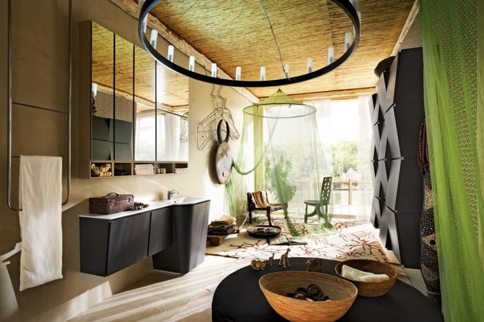 Kúpeľňa s umývadlom exotického vzhľadu z Tecnorilu, predná časť skrinky z dreva v holubičej sivej farbe Kúpelňa-kolekcia-Semiš-drevené skrinky-integrované-umývadlo-tecnoril-tanier-sivá-holubičia-sivá