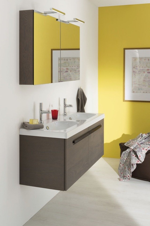 Dvojité umývadlo-nástenná-zavesená-drevo-zrkadlová-skriňa-s-osvetlením-FARIO