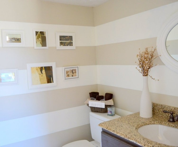 farba kúpeľňa záchodové pruhy nástenná dekorácia vázy