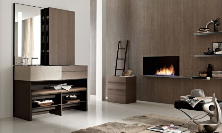 Kúpelňový nábytok-drevo-moderná-skriňa-police-betónové umývadlo