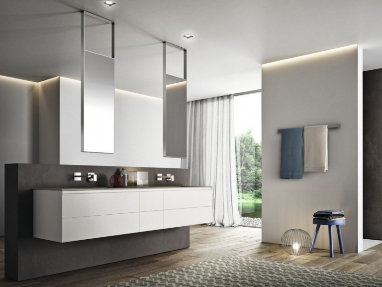 Kúpelňový nábytok v bielej farbe - nástenná skrinka s minimalistickým dizajnom Kúpelňový nábytok v bielej farbe-skrinka-zrkadlo-vyššie