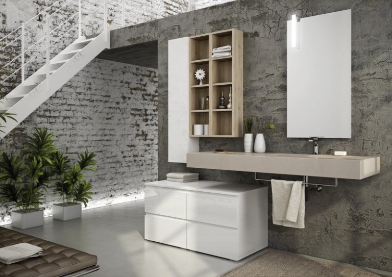 Moderný dizajn kúpeľne s prednými rukoväťami Kúpeľňový nábytok-biela-márnosť-voľne stojaca-spodná skrinka-nástenné police