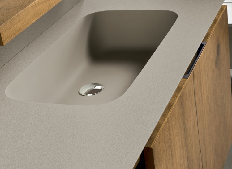 Vstavané umývadlo a základňa z masívneho dreva Kúpeľňový nábytok keramický umývadlo drevo