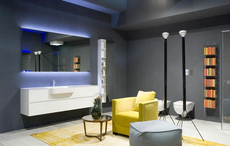 Kúpelňové zrkadlo s osvetlením LED modrá farba