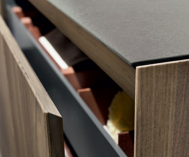 Drevená kúpeľňová skrinka s uhlovými dverami Kúpelňový nábytok čela zásuviek dverí skrinky z bukového dreva