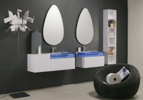 jukebox design line kúpeľňa biela modrá umývadlo sklo