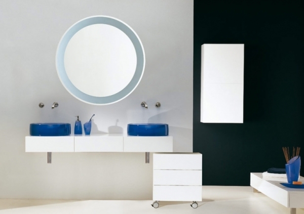 kúpeľňová súprava regia biele modré sklenené umývadlo peter pan