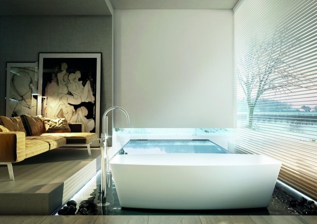 zariadenie do kúpelne vaňa obdĺžniková vodná podlaha namiesto koberca