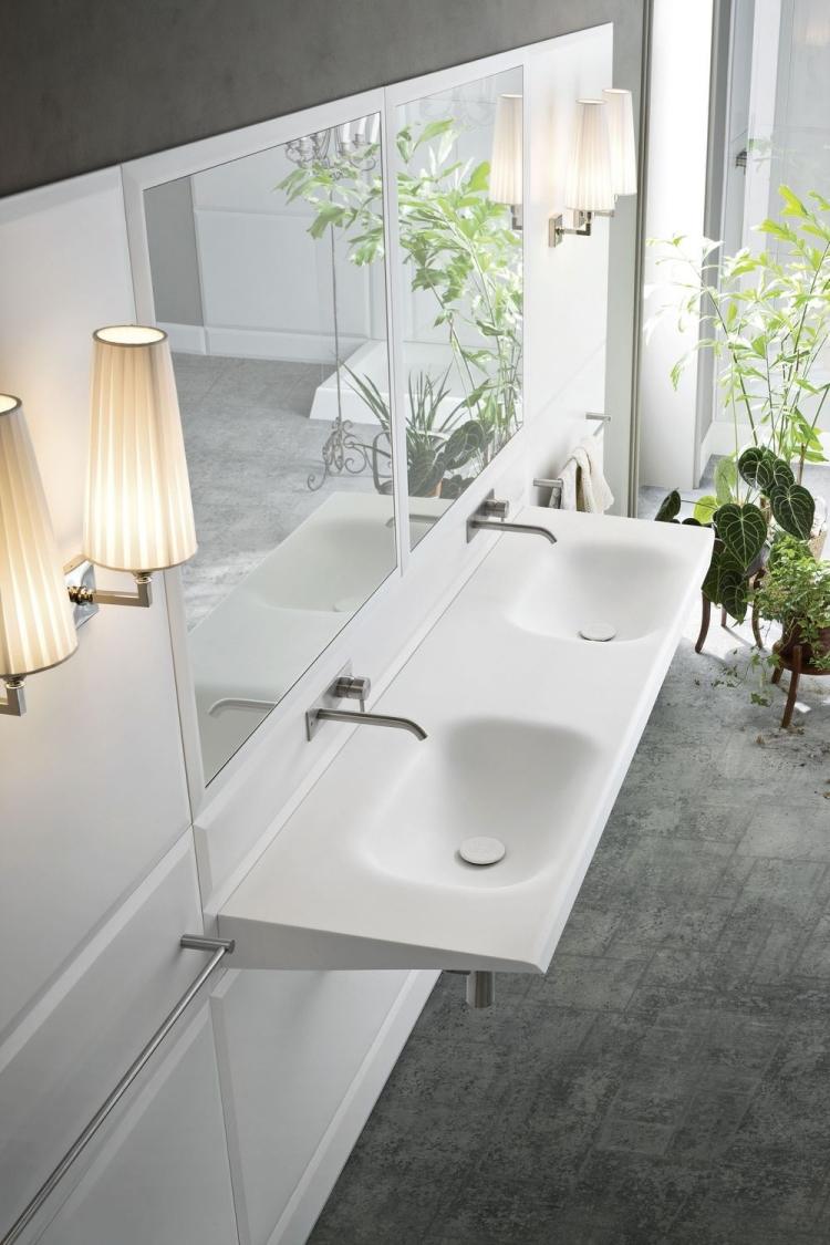 Závesné dvojumývadlo z bieleho Corianu s nástenným kovaním závesné umývadlo-biele-WARP-Carlo-Del-Bianco-Rexa-Design