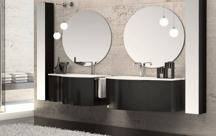 čierne predné diely skrinky a biely vrch súprava kúpeľňového nábytku-dvojumývadlo-čierna-samostatná-ESTREMA-TRIEDA-Isa-Bagno