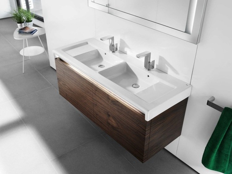 Dvojumývadlo s drevenou spodnou skrinkou kúpeľňový nábytok-zostava-dvojumývadlo-drevená-podstavna-skrinka-STRATUM-Roca