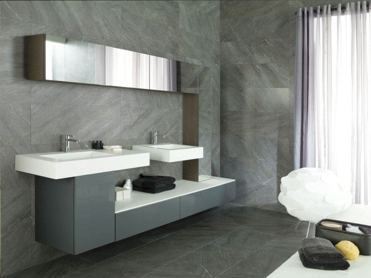 Umývadlo so sivou skrinkou vo vysokom lesku zostava kúpeľňového nábytku-dvojumývadlo-vysoký lesk-sivá-ĎALŠÍ-ANTRACITA-BRILLO-ROBLE-ESPARTO-VINTAGE-Gamadecor