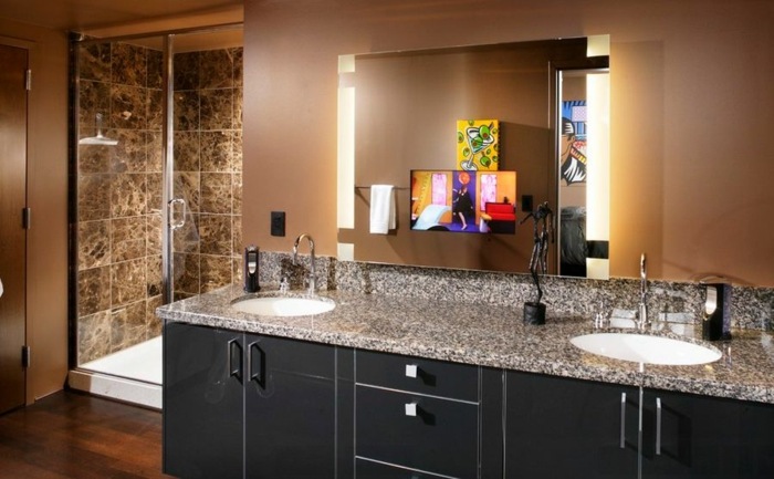 Kúpelňové zrkadlo s bočným osvetlením sprcha kúpeľňové skrinky čierna sivá zrkadlo bočné osvetlenie moderné