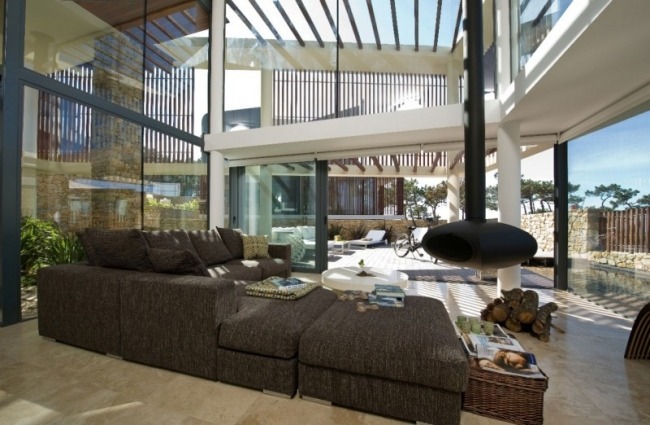 Hotelová foyer moderná sedacia súprava z dreveného skla so sklenenou stenou