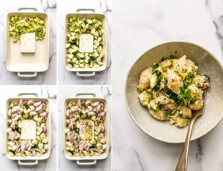 Recept na cestoviny feta s cuketou a celými strúčikmi cesnaku