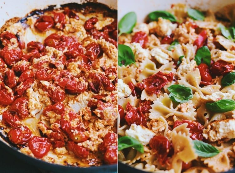 Čerešňové alebo sušené paradajky a motýľové rezance