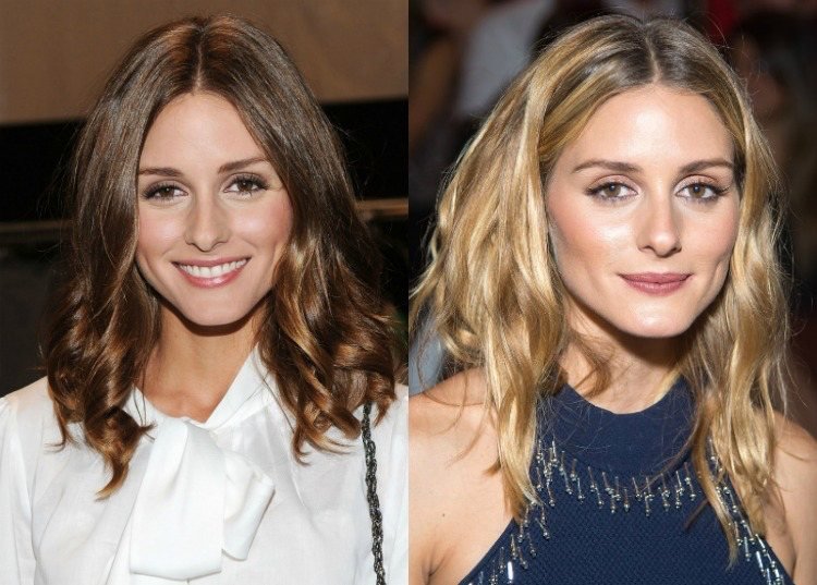 Balayage hnedá vs balayage blondína Balayage hnedý vs balayage blond -olivia-palermo-účes-účes