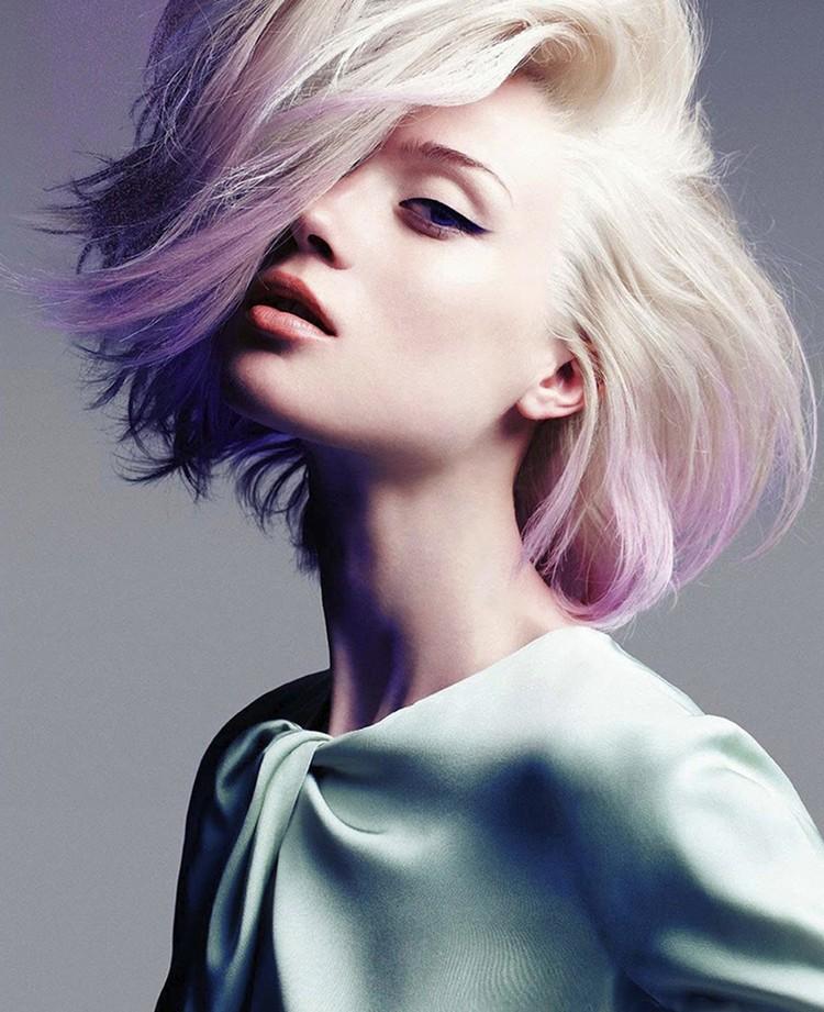 Ombre v pastelových odtieňoch pre krátke vlasy ombre-krátke vlasy-blond-bob-purpurové-tipy