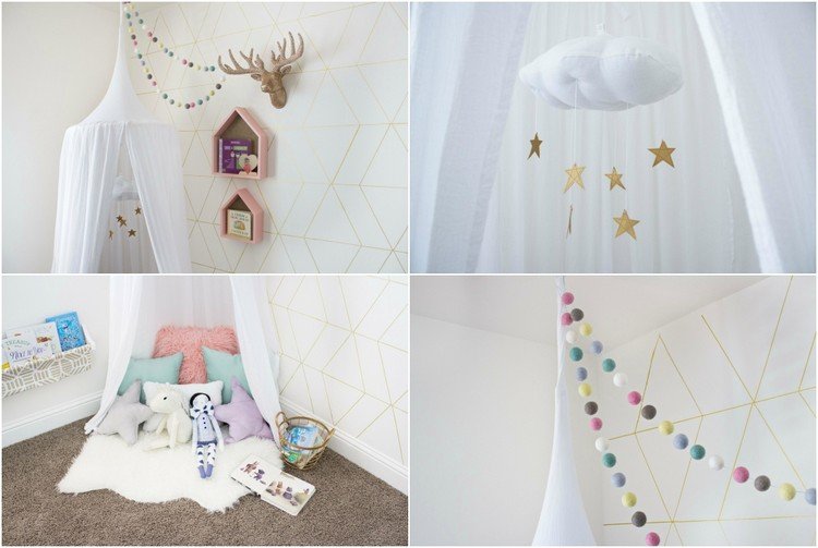 baldachýn detská izba zdobiť nápady hrať kútik