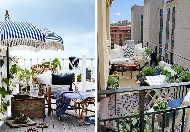 Aby ste ušetrili miesto, vytvorte si malý balkón s pohodlným bambusovým nábytkom Balkónový nábytok pre malé balkóny Nápady na bambusové kreslá-kríž-nohy-stôl