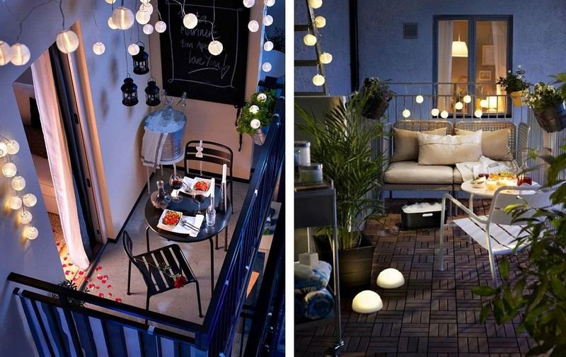 Priestorovo úsporné zostavy balkónového nábytku s dvoma stoličkami Balkónový nábytok-malý-balkón-kov-stôl-čierne stoličky