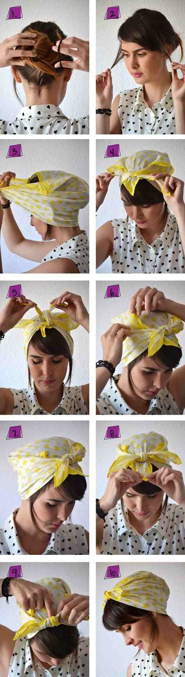 bandana čiapka kravata návod žltá šatka šatka-čiapka-kravata-návod-žltá-šatka