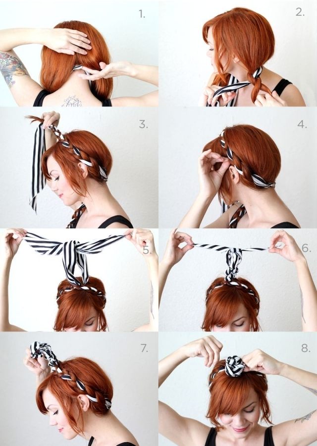 bandana kravata návod účes vrkoč šatka-kravata-návod-účes-vrkoč-vrkoč